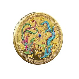 Good Luck to You Chinese Traditional Dragon Phoenix Coin, Lottery Ticket Scratcher Tool - Good Luck Chinese Challenge Coin for Office Fortune