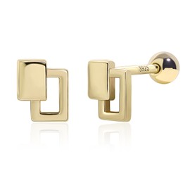 Meissa Schraubverschluss Ohrringe für Mädchen, Flachrücken-Ohrringe Schraubverschluss Silberne Ohrringe Damen Ohrstecker Kleine Ohrstecker Durchbohrte Ohrringe für empfindliche Ohren, Gold