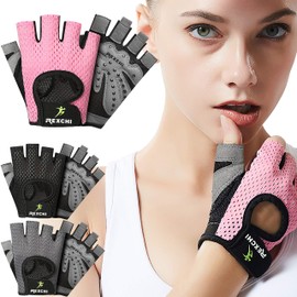 HiRui Workout Gloves for Men Women Youth, Ventilated Exercise Gloves Cycling Gloves with Full Palm Silicone Padding for Fitness Weightlifting Gym Tennis Training Climbing, No Calluses