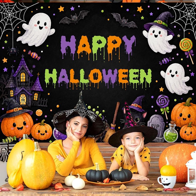 Happy Halloween Backdrop 7x5ft Spooky Ghost Kids Party Photo Banner