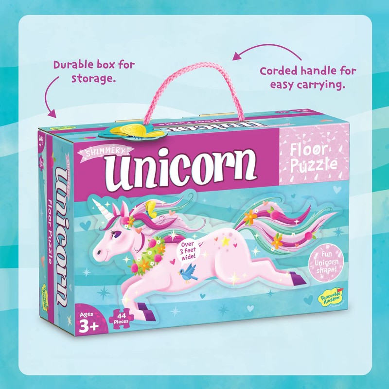 Peaceable Kingdom Shimmery Unicorn Floor Puzzle, 1 EA