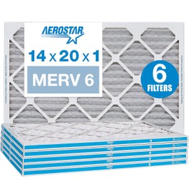Aerostar Aerostar 14x20x1 MERV 6 Pleated Air Filter, AC Furnace Air Filter, 6 Pack (Actual Size: 13 3/4"x 19 3/4" x 3/4")