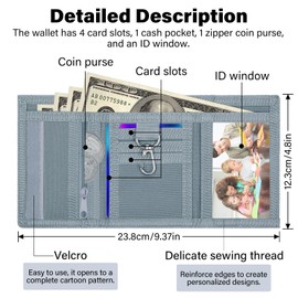 SUNDEE Kids Wallet with Lanyard for Boys and Girls, Tri-Fold Wallet with Keychain and Zip Coin Pocket for Gifts, Original Wallet (Dinosaur Green), 13-Dinosaur Green