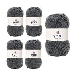Korbond DK Grey Yarn - 5 x 100g Acrylic Wool - Lightweight, Hypoallergenic & Durable Double Knit Crochet Yarn Knitting Wool (1450m Total)