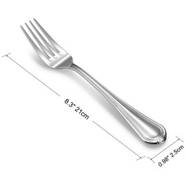 KEAWELL Pearl Edge 4-Piece Premium Fork Set, 18/10 Stainless Steel, Fine Silverware with Mirror Finish, Dishwasher Safe (4, 8" Dinner Forks)