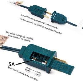 Goothy 25Ft C7 Christmas Outdoor String Lights with 27 Red Ceramic Bulbs (2 Spare), Vintage C7 Red Christmas Lights UL Listed for Christmas Tree Outdoor Room Patio Backyard Decor, C7/E12 Base - Red