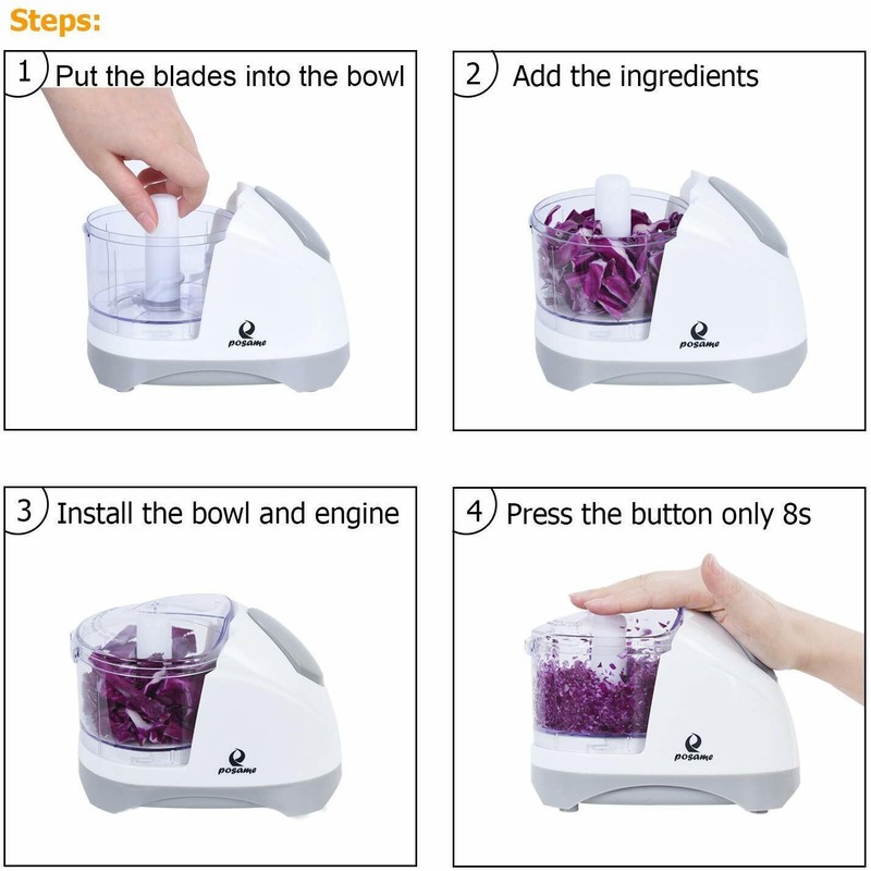 Posame Chopper Dual Blade 1.5 Cup Electric Food Chopper Processor
