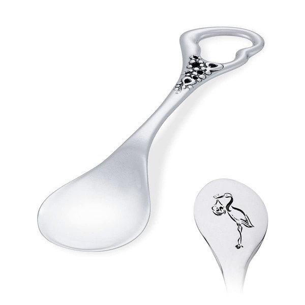 AMBEDORA Children's Christening Gift, Small Silver Spoon with Engraving, Genuine Sterling Silver, Gift for Birth
