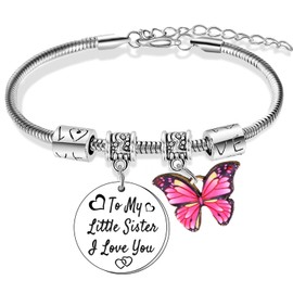Lis Sis Bracelet from Sister Big Sister Butterfly Charm Bracelet Little Sister Gifts To My Little Sister Gifts Little Sister Bracelet Gifts for Birthday Christmas Graduation Butterflies Gifts