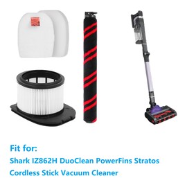 HEPA Filter Brush Roller Accessories Compatible with Shark IZ862H Duo Clean PowerFins Stratos Cordless Stick Vacuum Cleaner Replacement Parts XPSMFIZ700 XFFKIZ700