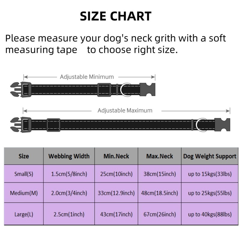 YUDOTE Reflective Adjustable Nylon Dog Collar with Reflevtive Soft Neoprene