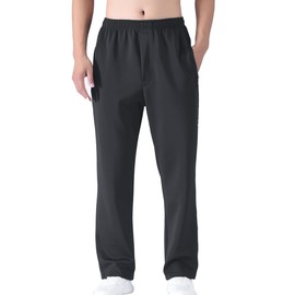 Zoulee New Men's Front Zipper Fly Open-Bottom Sweatpants Thick Jogger Pants Thick Black XL