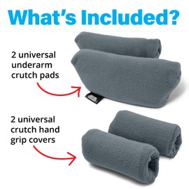 Crutch Comfort Deluxe Soft Fleece & Foam Crutch Accessory Set (Gray)