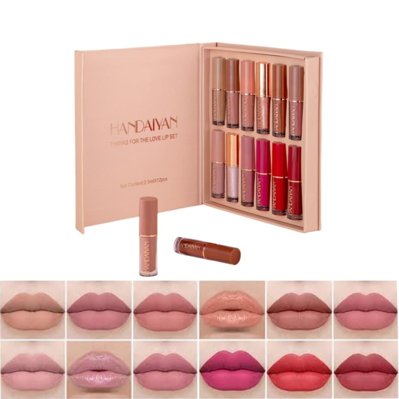 FARSEE12 kit de labiales, vaso antiadherente de larga duración, brillo