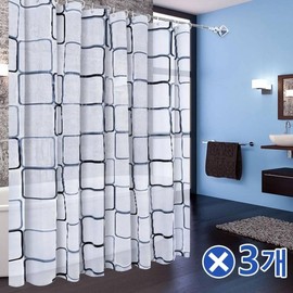 EVA Modern Square Waterproof Shower Curtain (Set of 3) - Bathroom Decor Privacy Fabric