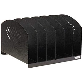 Safco Products 3155BL Steel Desk Organizer Rack with 6 Vertical Sections, Black