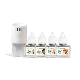 Scent Fill Fall Plug in Air Freshener Kit (Relax Blend, Cinnamon Apple, Orange Clove, Sweet & Spicy Cinnamon Nutmeg), 4 Refills + Diffuser