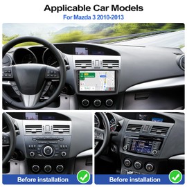 CAMECHO 8-Core 4G+64G Car Radio Stereo for Mazda 3 2010 2011 2012 2013 with Wireless Carplay Andriod Auto 9" Android 13 Touch Screen Car Stereo with DSP FM Bluetooth 5.0 GPS Navigation Backup Camera