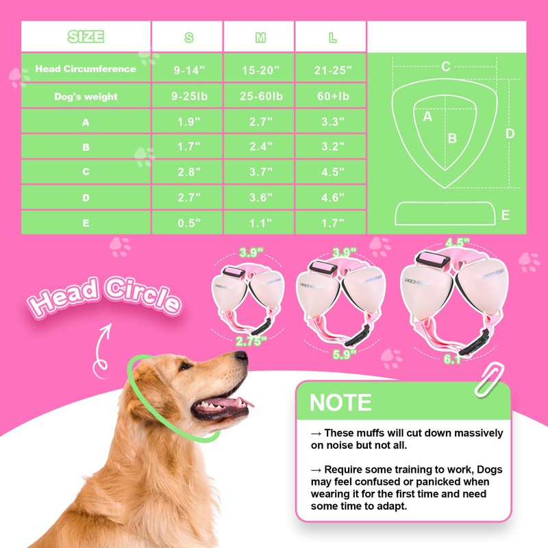 PROHEAR Ungrade GEL Pads Dog Ear Muffs Hearing Protection for