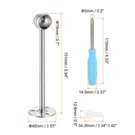 sourcing map Stainless Steel Closet Rod Holder Set Heightened Semi-Open 0.75" Dia Shower Rod Flange Socket Wardrobe Bracket with Screwdriver and Expansion Tube for Closet Shelf Wardrobe Curtain