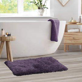 Clara Clark Bathroom Rugs, Ultra Soft Shaggy Bath Rugs - Bath Mats for Bathroom, Machine Wash, Non Slip Backing Rubber, 20 x 32 Inches, Eggplant Bathroom Rug Set
