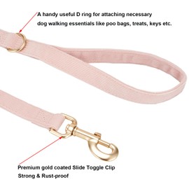 YUDOTE Soft Corduroy Dog Lead Medium 2 x 150 cm Dusty Pink