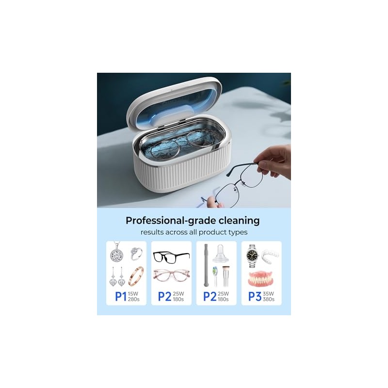 35W Ultrasonic Jewelry Cleaner with Digital Display & 5 Timers
