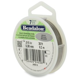 Beadalon 7 Strand Stainless Steel Bead Stringing Wire, .015 in / 0.38 mm, Bright, 30 ft / 9.2 m