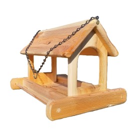 16 Inch Hanging Cedar Wood Arched Fly Through Platform Bird Feeder or Squirrel Feeder for Outdoors