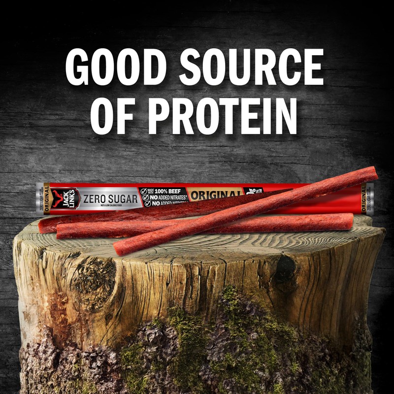 Jack Link's Beef Sticks, Original Zero Sugar - Protein Snack,