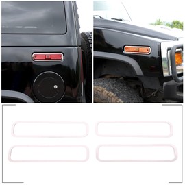 PIUGILH Side Turn Signal Light Decorative Frame Compatible with Hummer H2 2003-2009 Stainless Steel Exterior Car Accessories