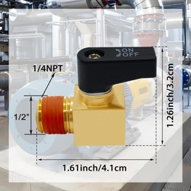 BesNPT 2 Pcs Brass Air Compressor Drain Valve,Mini Metal Ball Type Air Tank Drain Valve,1/4 Inch NPT Male For Air Compressor Accessories