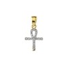 Exquisite 10k Yellow Gold Mini Diamond Ankh Cross Pendant