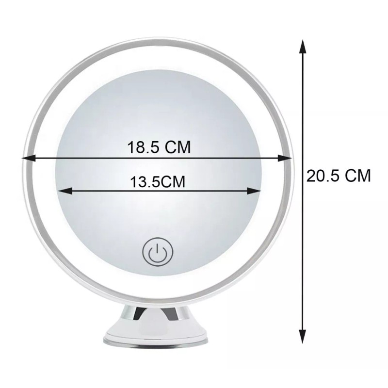 Maquillali Espejo 3-color Led 10x Aumento Base Ventosa 360°
