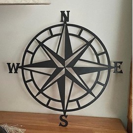 TUHNHGD Nautical Decorative Metal Wall Decoration, Maritime Decoration, Suitable for Living Room, Bedroom, Bathroom and Home Wall Decoration, Large Black Metal Wall Art