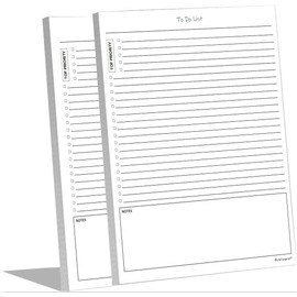 Bloc de notas TO DO List (paquete de 2, 50 páginas cada uno) Lista de verificación ToDo con secciones de prioridad y notas. Organiza y rastrea proyectos, clientes o tareas diarias. 5.5 x 8.5 pulgadas,