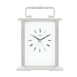 Acctim Gainsborough Mantel Clock Quartz Polished Metal Carriage Clock Energy Efficient Movement Silver