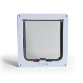 PanSukided 4-Way Lock Cat Door for Interior & Exterior - Weatherproof ABS Pet Flap, Fits Glass Doors and Windows, Small, Outer Size 7.87 * 7.56 * 0.59in, Circumference < 8"