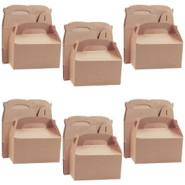 Belle Vous Brown Cardboard Gift Boxes with Lid and Handle (Pack of 24) - 16 x 9.3 x 8.6 cm - Simple Gift Boxes for Children's Birthdays, Food, Baby Showers & Weddings