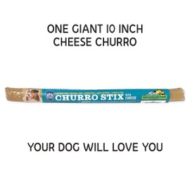 yaky Churro Himalayan Cheese Treats | Lactose Free - Gluten Free - Grain Free | USA Made | for All Breeds | 1 x 10 inch Churro | Real Himalayan Cheese Churro