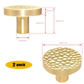 IAFVKAI 2X Cabinet Knobs Zinc Alloy Gold Drawer Knob Brushed Brass Round Cabinet Kitchen Handle Gold Door Dresser Knob for Kitchen Cupboard Door