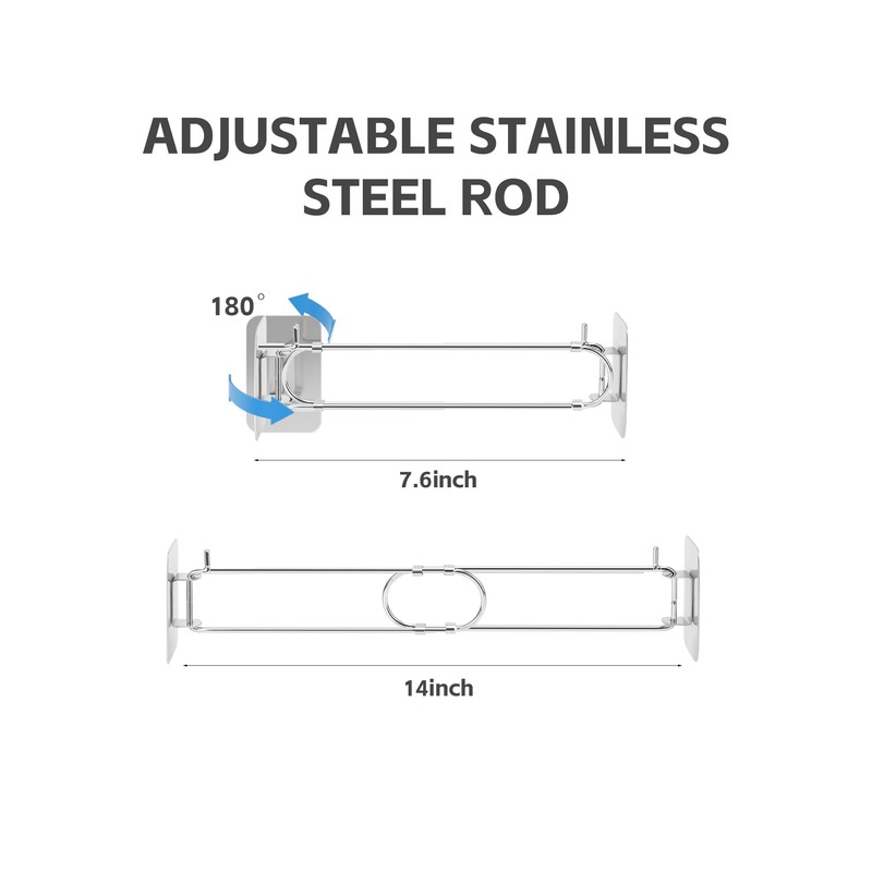 YOUSHARES RV Shower Corner Storage Bar Adjustable Stainless Steel Rod