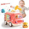 bbidealy Car Toys for 1-2 Year Old Girl Gifts Baby Toys 6-12-18 Months+,6 in 1 Montessori Toys,Baby Bus Musical Learning Toys for Toddlers 1-3,Christmas Birthday Gift for Boys Girls Kids