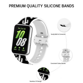 LIKLNAPQ Compatible with Galaxy Fit3 Band for Women&Men, Soft Silicone Replacement Straps Adjustable Sport Wristbands for Galaxy Fit 3 SM-R390 Smartwatch(Black White Western Cactus)