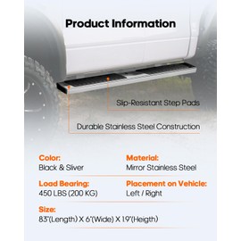 OCPTY 6 Inches Running Boards, Steps Nerf Bars Compatible for Chevy Silverado/for GMC Sierra 1500 2019-2023, Silverado/Sierra 2500HD 3500HD 2020-2023 Crew Cab Stainless Steel (Excl. 2019 1500 LD)