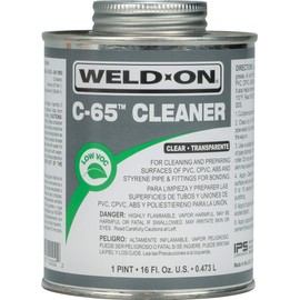Weld-On 10202 C-65 PVC/CPVC/ABS/Styrene Cleaner - Low-VOC, Clear, 1 Pint (16 fl oz)