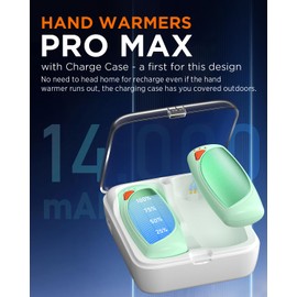 Rechargeable Hand Warmers with Charge Case, 2 Packs 14,000mAh Electric Dual Sided Hand Warmer Reusable Long Battery Life Portable Pocket Heater Gifts for Men Women Golf, Hunting Gear