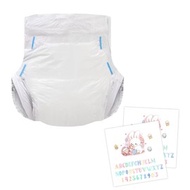 Landofgenie 2 Pieces Adult Diapers Sample Plain White Diaper with DIY Stickers Set Large