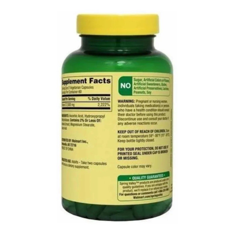 Vitamina C, verduras, 2000 mg, Spring Valley, 120 cápsulas -