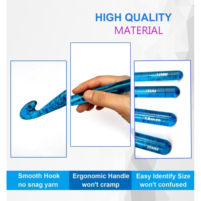 Weabetfu 25mm Large Crochet Hook,Huge Crochet Hooks for Chunky Yarn,Ergonomic